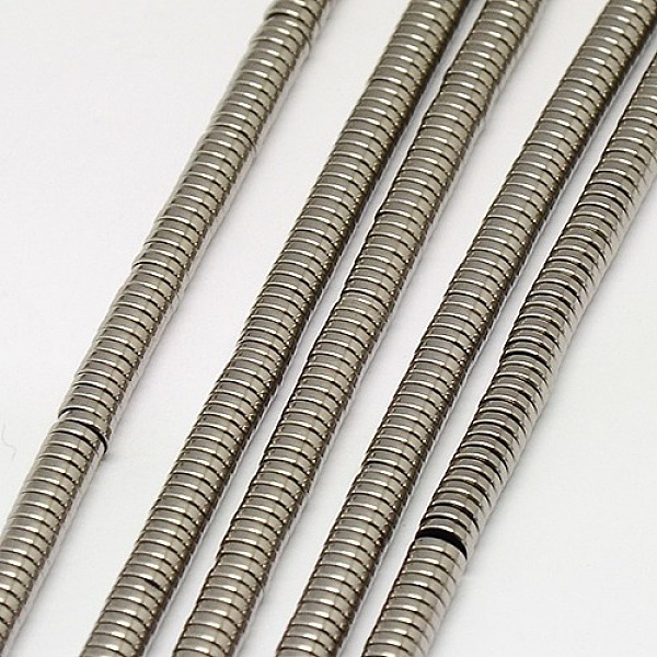 

PandaHall Electroplate Non-magnetic Synthetic Hematite Beads Strands, Heishi Beads, Flat Round/Disc, Grade A, Silver Plated, 2x1mm, Hole...