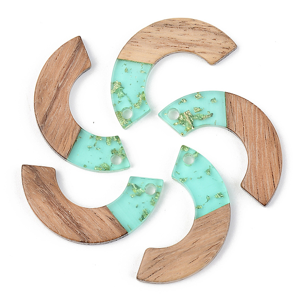 

PandaHall Transparent Resin & Walnut Wood Pendants, with Gold Foil, Arc, Pale Turquoise, 28x14x3mm, Hole: 2mm Resin+Wood Others Cyan