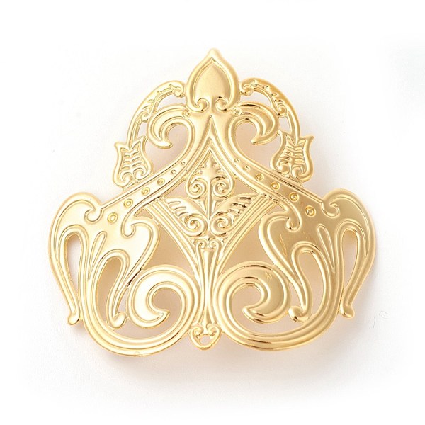 

PandaHall Brass Filigree Joiners Links, Rack Plating, Shield, Golden, 48x48x0.5mm, Hole: 1mm Brass Others