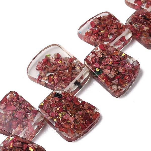 

PandaHall Dyed Natural Imperial Jasper with Resin Beads Strands, Trapezoid, Indian Red, 17.5~35.5x24~29x6~6.5mm, Hole: 1.5mm, about...