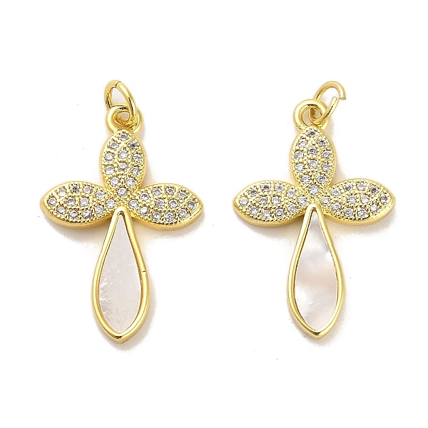 

PandaHall Brass Micro Pave Clear Cubic Zirconia Pendants, with Shell, Real 18K Gold Plated, Cross, 25x16.5x2.5mm, Hole: 3.5mm Brass+Cubic...
