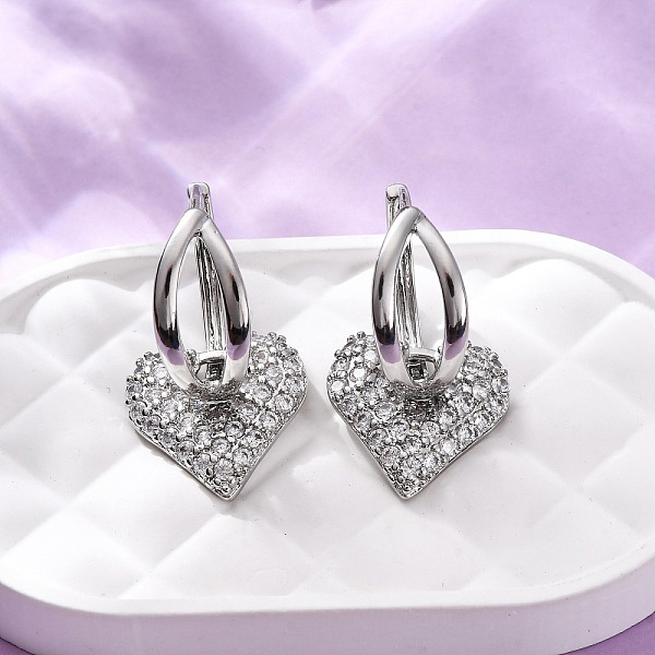 Boucles d'oreilles créoles en laiton zircon cubique micro pavé