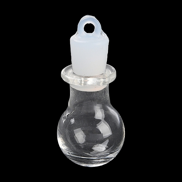 

PandaHall Clear Glass Wishing Bottle Pendants, with Plastic Seal Plug, Round, 33x14mm, Hole: 2mm Glass Round Clear
