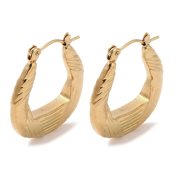 

PandaHall Texture 201 Stainless Steel Half Hoop Earrings for Women, with 304 Stainless Steel Pin, Golden, 25x3.5mm 201 Stainless Steel