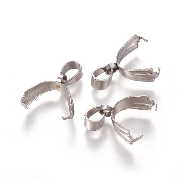 

PandaHall 304 Stainless Steel Pinch Bails, Ice Pick Pinch Bails for Pendant Making, Stainless Steel Color, 13x13x6mm, Hole: 4x3mm, Inner...
