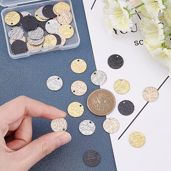 

PandaHall UNICRAFTALE 40pcs 4 Colors Flat Round Stainless Steel Pendants Blank Stamping Tag Charms Pendants Texture Charms for Jewelry...
