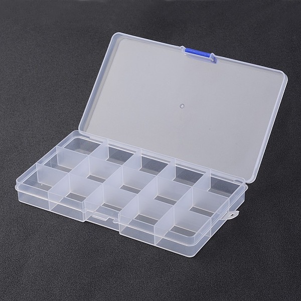 

PandaHall Stationary 15 Compartments Rectangle Plastic Bead Storage Containers, White, 17.4x10x2.15cm Plastic Rectangle White