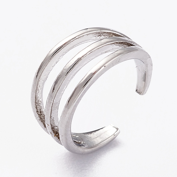 

PandaHall Brass Cuff Earrings, Platinum, 10.5x11x1.5~7.5mm Brass