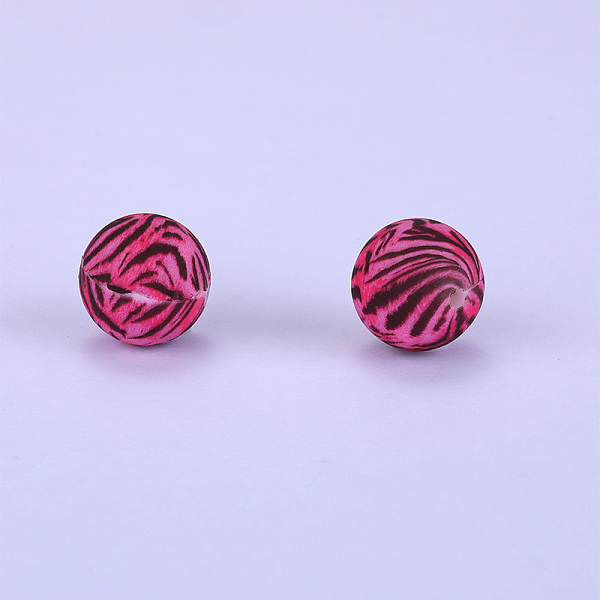 

PandaHall Printed Round Silicone Focal Beads, Medium Violet Red, 15x15mm, Hole: 2mm Silicone Round