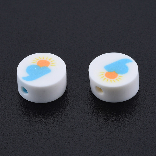 

PandaHall Handmade Polymer Clay Beads, Flat Round with Sunrise , Light Salmon, 9~9.5x4.5~5mm, Hole: 1.6mm Polymer Clay Cloud
