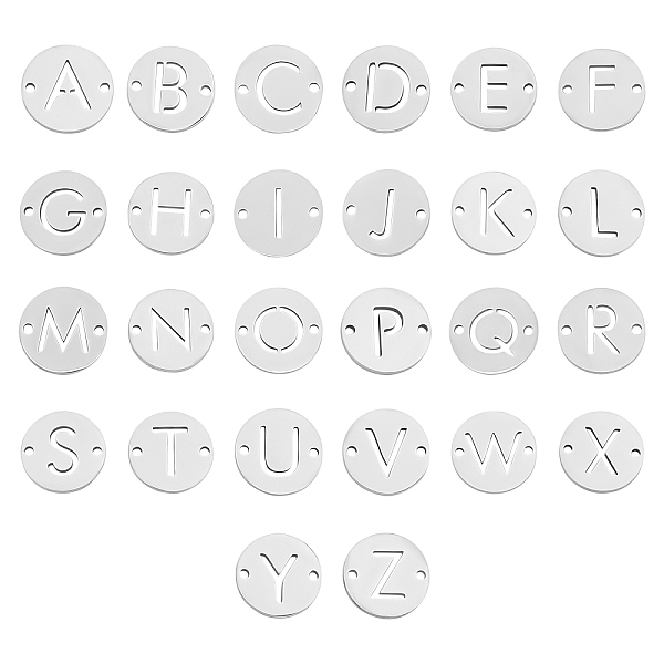 

PandaHall Unicraftale 201 Stainless Steel Links Connectors, Laser Cut, Flat Round with Letter, Stainless Steel Color, 12x12x1mm, Hole: 1.5mm...