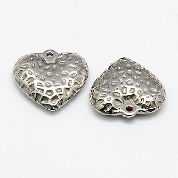 

PandaHall 304 Stainless Steel Textured Pendants, Bumpy, Puffed Heart, Stainless Steel Color, 18x19x5mm, Hole: 0.5mm 304 Stainless Steel...