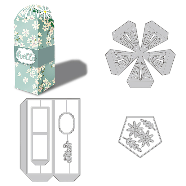 PandaHall BENECREAT 3Pcs 3 Styles Metal Dome Box Die Cuts, Paper Craft Carbon Steel Cutting Dies Stencils for Gift Box, Storage Box, Bag...