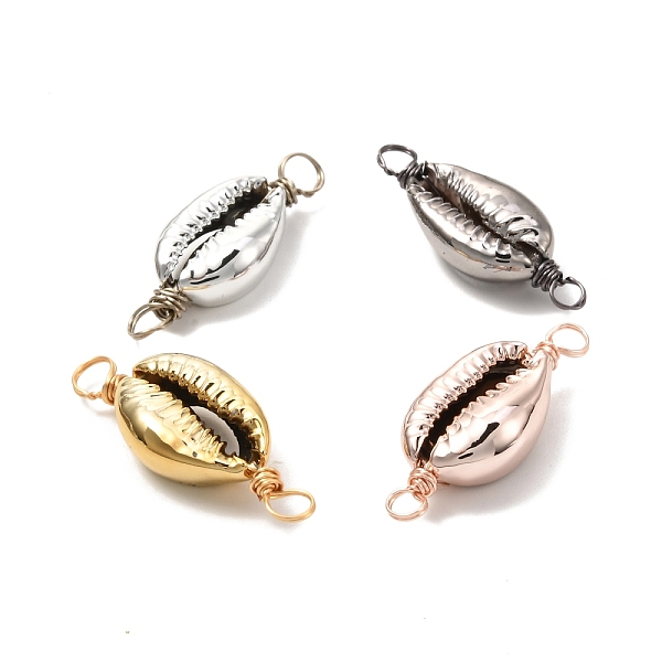 

PandaHall Electroplated Shell Beads Links Connectors, with Eco-Friendly Copper Wire, Mixed Color, 29~31.5x11~12x6~7mm, Hole: 3.5mm Shell...
