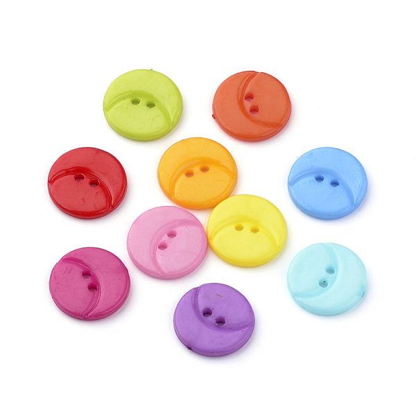 

PandaHall 2-Hole Acrylic Buttons, Flat Round, Mixed Color, 15.5x2mm, Hole: 1.5mm Acrylic Flat Round Multicolor