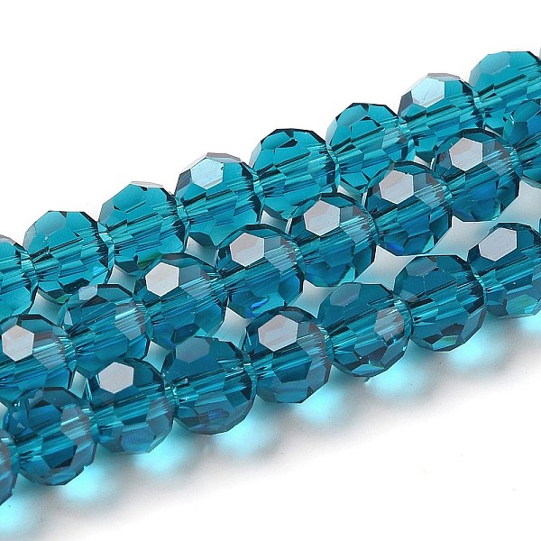

PandaHall Transparent Glass Beads, Faceted(32 Facets), Round, Dark Turquoise, 6mm, Hole: 1mm, about 98pcs/strand, 20.47 inch(52cm) Glass...