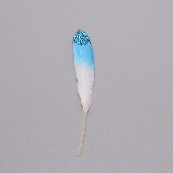 PandaHall Glitter Goose Feather Costume Accessories, Gradient Color, Sewing Craft Decoration, Feather, Deep Sky Blue, 100~150x17~22x3~3.5mm...