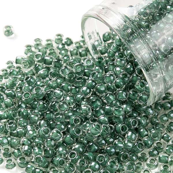 

PandaHall TOHO Round Seed Beads, Japanese Seed Beads, (1070) Subtle Hunter Green Lined Crystal Luster, 8/0, 3mm, Hole: 1mm, about...