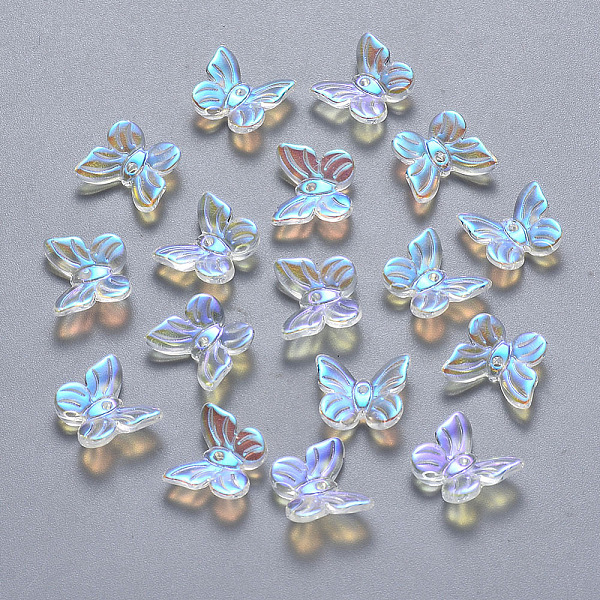 

PandaHall Transparent Spray Painted Glass Charms, AB Color Plated, Butterfly, Clear AB, 9.5x11x3mm, Hole: 0.8mm Glass Butterfly White