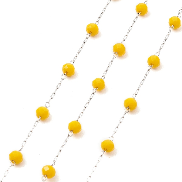 

PandaHall Glass Round Beaded Chains, with 304 Stainless Steel Findings, Unwelded, with Spool, Gold, 3x3.5mm, about 16.40 Feet(5m)/Roll 304...