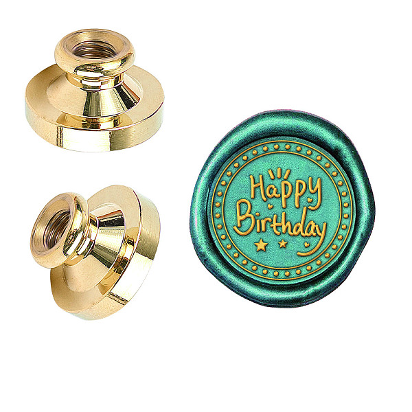 

PandaHall Wax Seal Brass Stamp Head, for Wax Seal Stamp, Birthday Themed Pattern, 25x14.5mm Brass Others