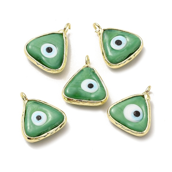 

PandaHall Handmade Lampwork Pendants, with Eco-friendly Light Gold Brass Findings, Long-Lasting Plated, Cadmium Free & Lead Free, Triangle...