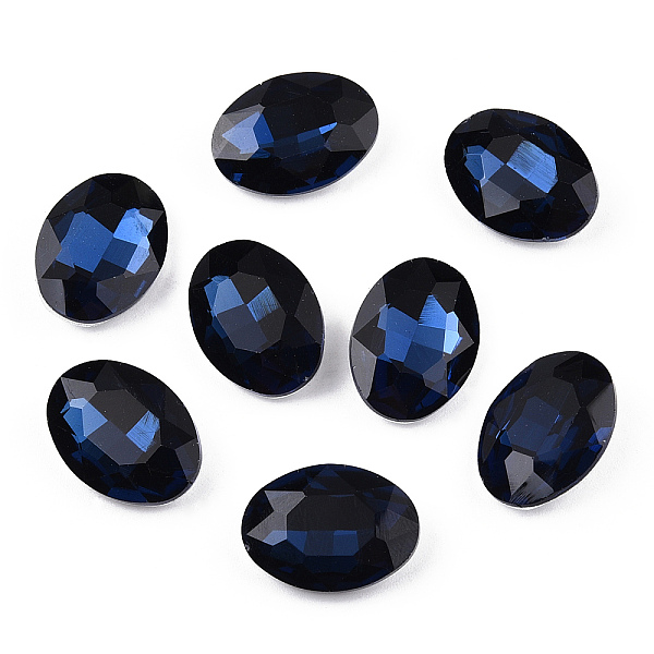 

PandaHall Pointed Back Glass Rhinestone Cabochons, Back Plated, Faceted, Oval, Montana, 25x18x6mm Glass Rhinestone Oval Blue