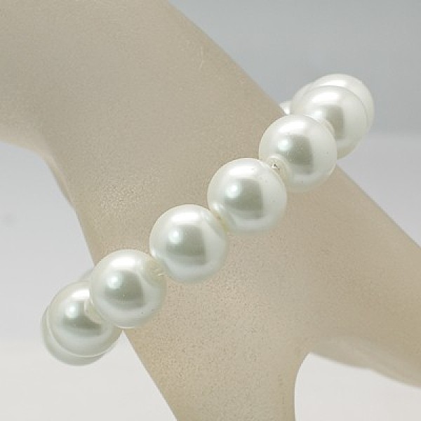 

PandaHall Carnival Jewelry Glass Pearl Stretchy Bracelets, with Elastic Thread, White, 55mm Glass White