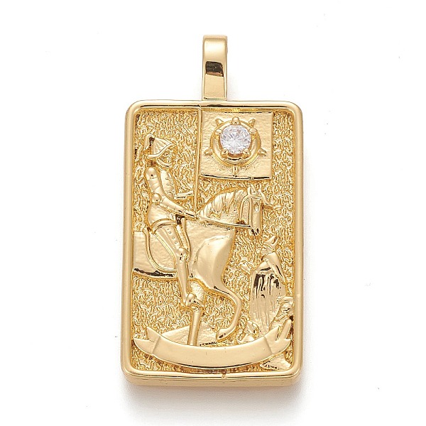 

PandaHall Brass Micro Pave Clear Cubic Zirconia Pendants, Real 18K Gold Plated, Tarot Card Charms, Death , Death XIII, 30x15x4mm, Hole...