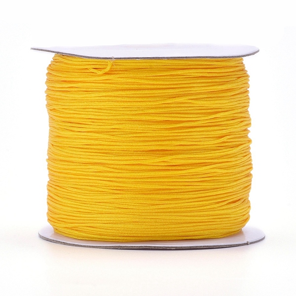 

PandaHall Nylon Thread, Nylon Jewelry Cord for Custom Woven Jewelry Making, Gold, 0.6mm, about 142.16 yards(130m)/roll Nylon Gold