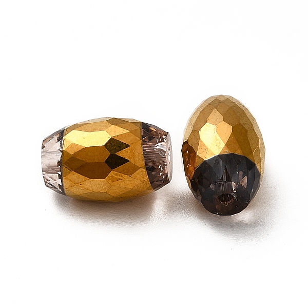 

PandaHall Opaque Electroplate Glass Beads, Golden Plated, Faceted, Oval, Rosy Brown, 12x8mm, Hole: 0.8mm Glass Oval