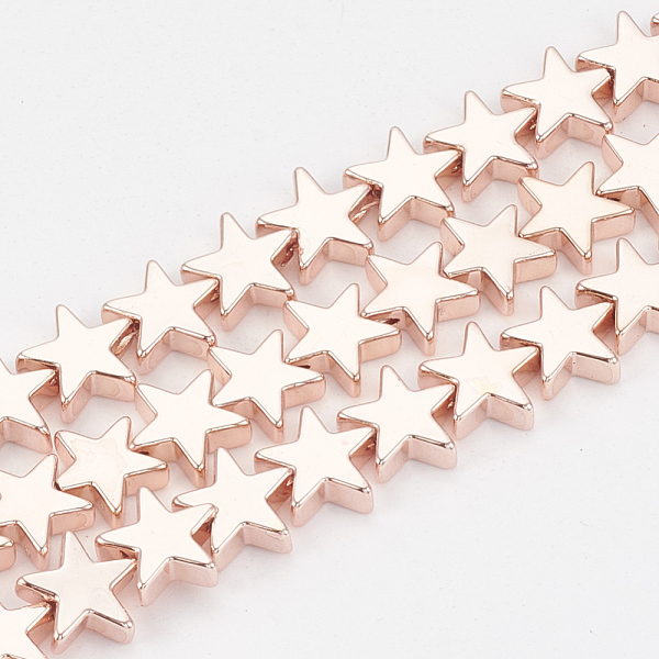 

PandaHall Electroplate Non-magnetic Synthetic Hematite Beads Strands, Star, Rose Gold Plated, 8x8x2.5mm, Hole: 1mm, about 63pcs/strand, 15.7...