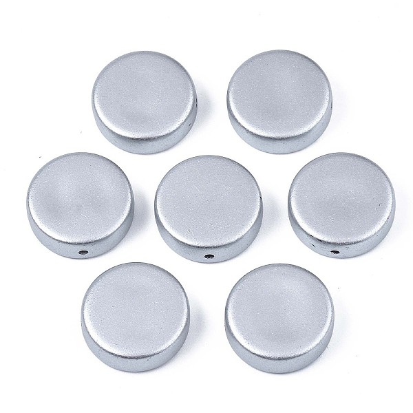 

PandaHall Spray Painted Acrylic Beads, Rubberized Style, Flat Round, Silver, 21.5~22x7mm, Hole: 2mm, about 320pcs/1000g Acrylic Flat Round...