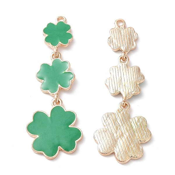 

PandaHall Alloy Big Pendants, with Enamel, Light Gold, Clover Charms, for Saint Patrick's Day, Medium Sea Green, 59x20.5x1.5mm, Hole: 1.8mm...