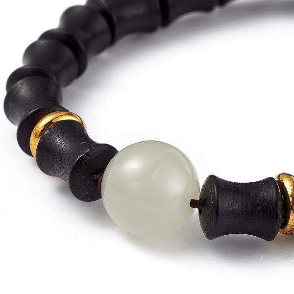 

PandaHall Ebony Wood Column Beaded Stretch Bracelet for Women, Black, Inner Diameter: 2-1/2 inch(6.2cm) Wood Black