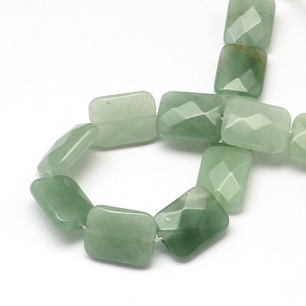 Faceted Rectangle Green Aventurine Beads Strands