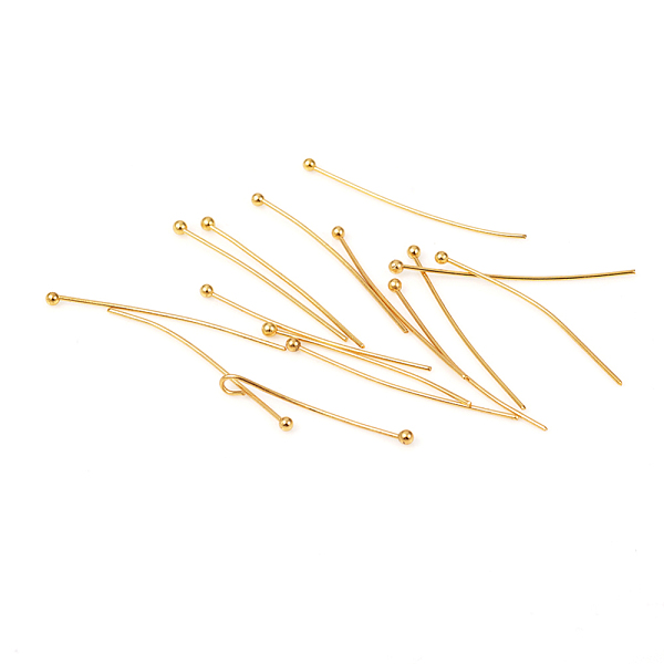 

PandaHall 304 Stainless Steel Ball Head Pins, Golden, 30x0.6mm, 22 Gauge, Head: 1.8mm 304 Stainless Steel