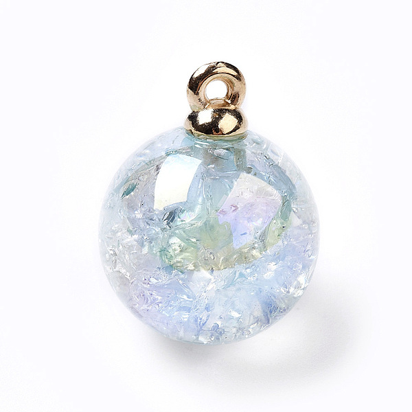 

PandaHall Transparent Crackle Acrylic Pendants, with Golden Plated Metal Findings, Round, Light Blue, 20.5x16mm, Hole: 1.2mm Acrylic Round...