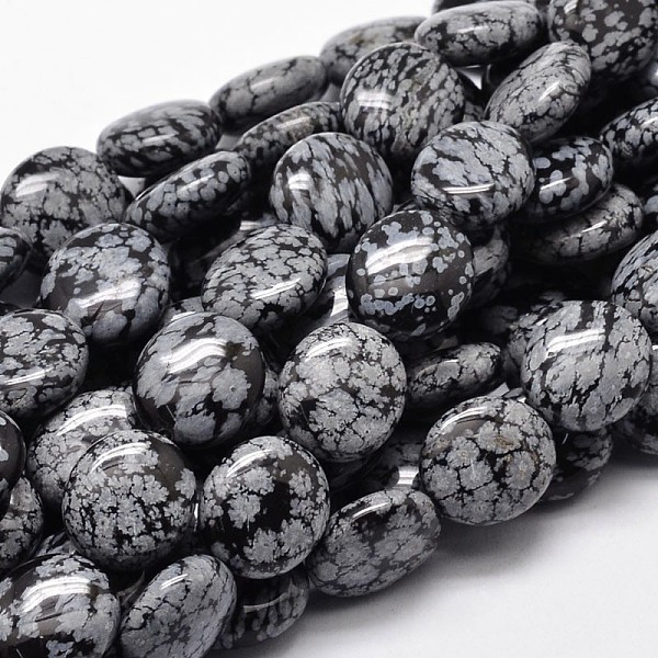 

PandaHall Flat Round Natural Snowflake Obsidian Bead Strands, 16x14x7mm, Hole: 1mm, about 25pcs/strand, 15.74 inch Snowflake Obsidian Flat...