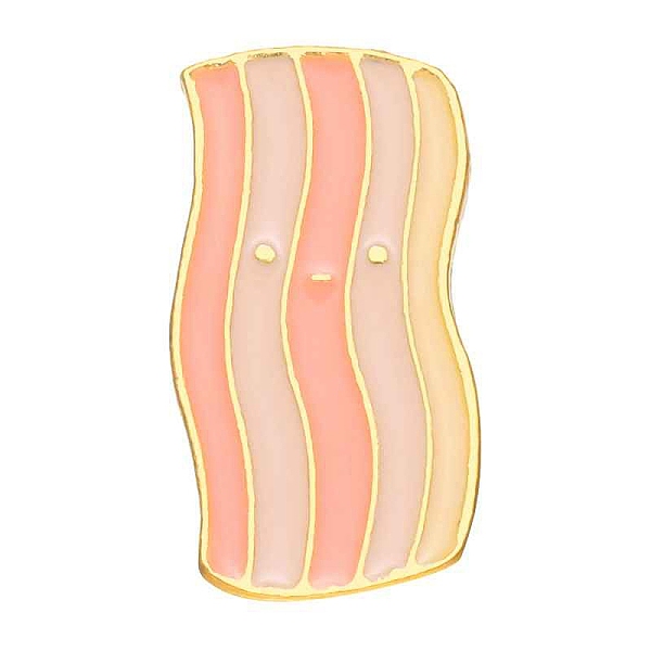 

PandaHall Food Theme Enamel Pin, Golden Alloy Brooch for Backpack Clothes, Streaky Pork, Light Coral, 12.5x25x1.5mm Alloy+Enamel Food