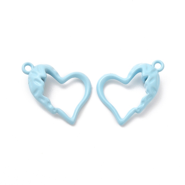 

PandaHall Spray Painted Alloy Pendants, Hollow Heart Charm, Sky Blue, 21x15.5x0.6mm, Hole: 1.6mm Alloy Heart
