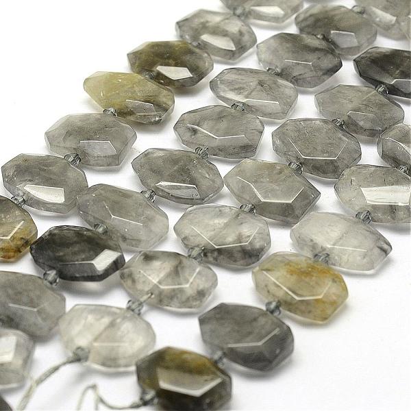 

PandaHall Natural Cloudy Quartz Beads Strands, Faceted, Rectangle, 15~20x20~26x6~8mm, Hole: 2mm, about 20~22pcs/strand, 14.9 inch(38cm)...
