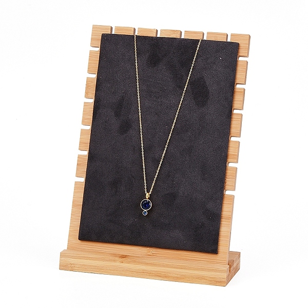 

PandaHall Bamboo Necklace Display Stand, L-Shaped Long Chain Display Stand, Rectangle, Gray, 17.5x24.5cm Bamboo Gray