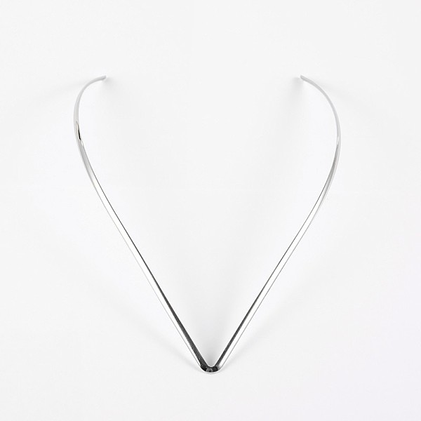 

PandaHall 201 Stainless Steel Torque Necklace Making, Rigid Necklaces, Stainless Steel Color, 15.5~170x125~130mm 201 Stainless Steel