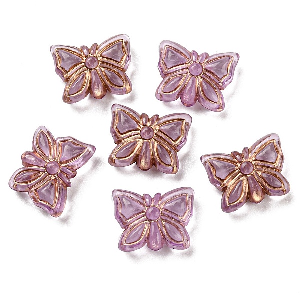 

PandaHall Plating Transparent Acrylic Beads, Golden Metal Enlaced, Butterfly, Old Rose, 11x14.5x5mm, Hole: 1.8mm, 740pcs/500g Acrylic...