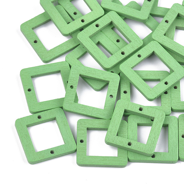 

PandaHall Painted Poplar Wood Links, Square, Light Green, 23x23x3mm, Hole: 1.4mm Wood Square