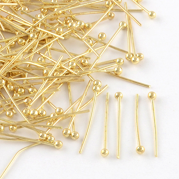 

PandaHall Brass Ball Head pins, Cadmium Free & Lead Free, Golden, 14x0.5mm, 24 Gauge, Head: 2mm, about 10000pcs/bag Brass