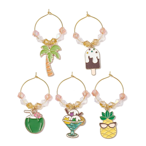 

PandaHall Mixed Shape Alloy Enamel Pendants Wine Glass Charms, Golden, 55~61mm Alloy Mixed Shapes