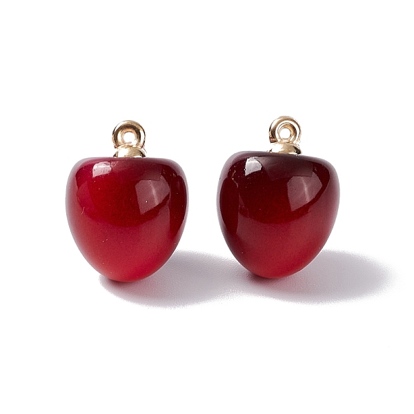 

PandaHall Plastic Pendants, with Golden Tone CCB Plastic Loops, Cherry Charms, Dark Red, 20x15mm, Hole: 1.2mm Plastic Cherry