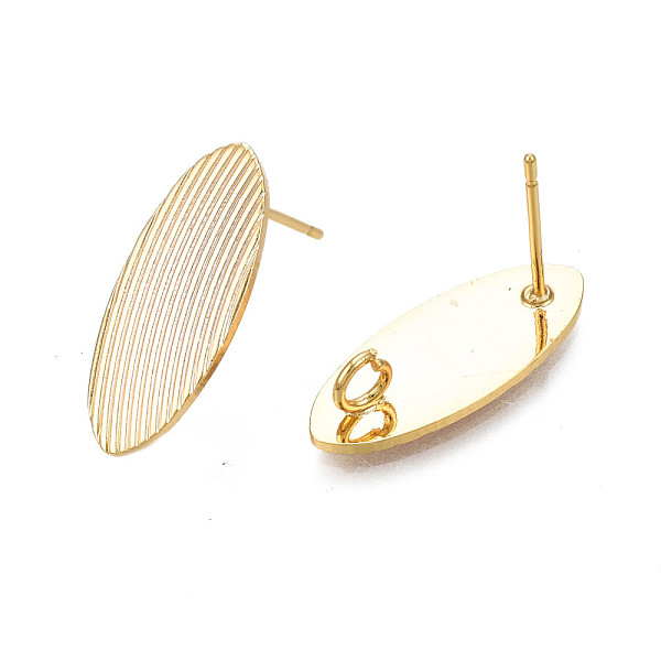 

PandaHall Brass Stud Earring Findings, with Vertical Loop, Nickel Free, Oval, Real 18K Gold Plated, 20x8mm, Hole: 2.5mm, Pin: 0.8mm Brass...
